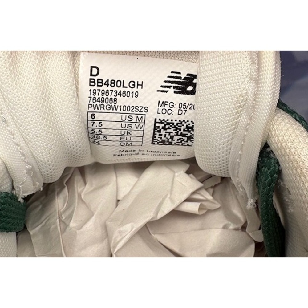 New Balance 480 Team Forest Green White BB480LGH Mens sneakers size 6 - Picture 8 of 8